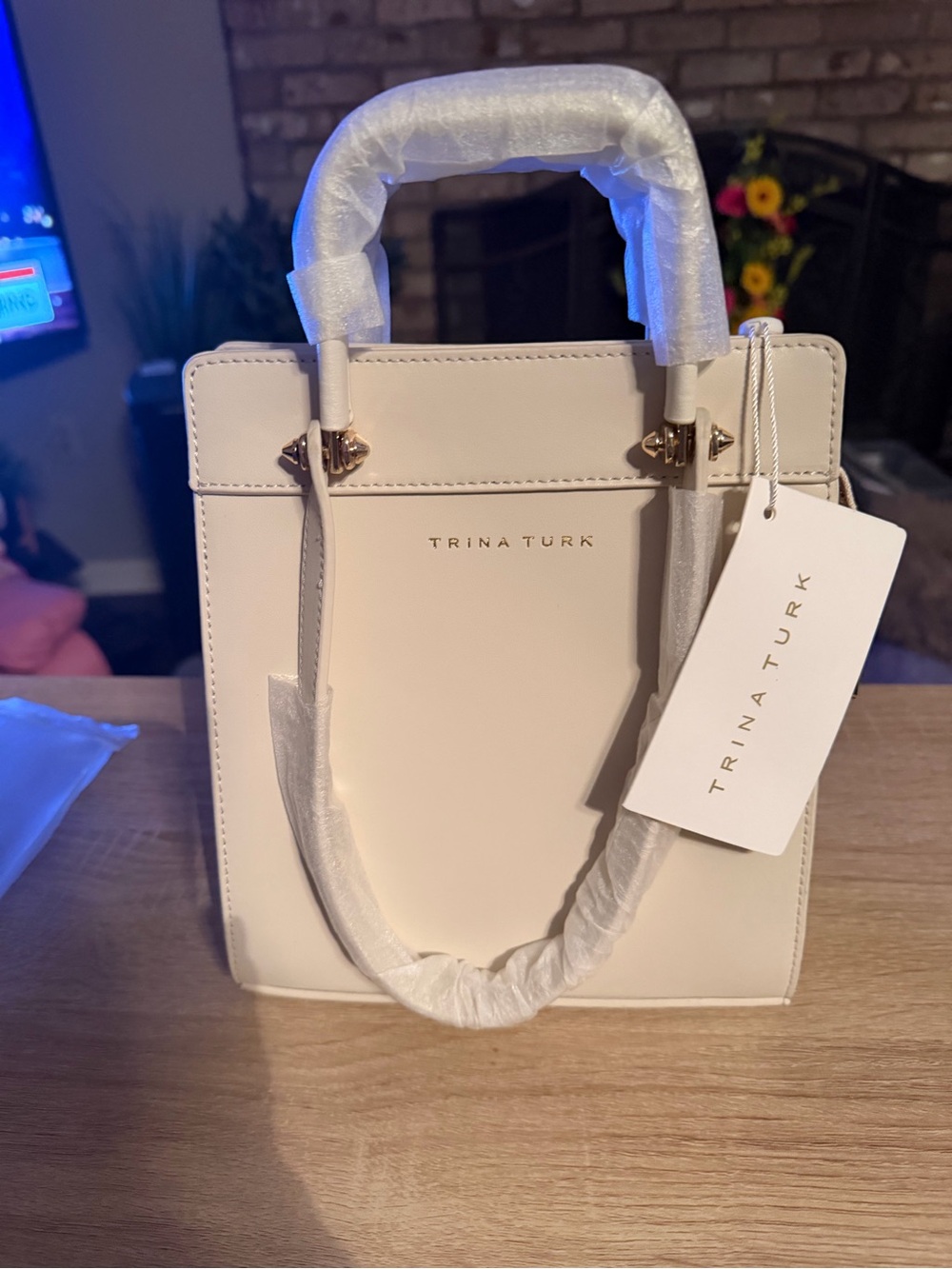 Trina Turk White Small Tote Top-Handle Satchel